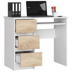 Masa de calculator Akord A-6 Left (White/Sonoma Oak) Thumb