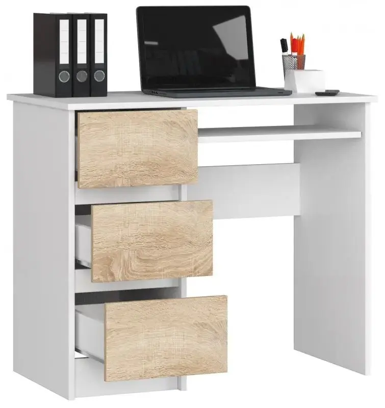 Masa de calculator Akord A-6 Left (White/Sonoma Oak)