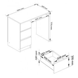 Masa de calculator Akord A-6 Left (White/Sonoma Oak) Thumb