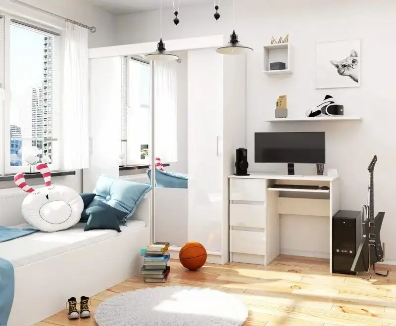 Стол компьютерный Akord A-6 Left (White/White Gloss)