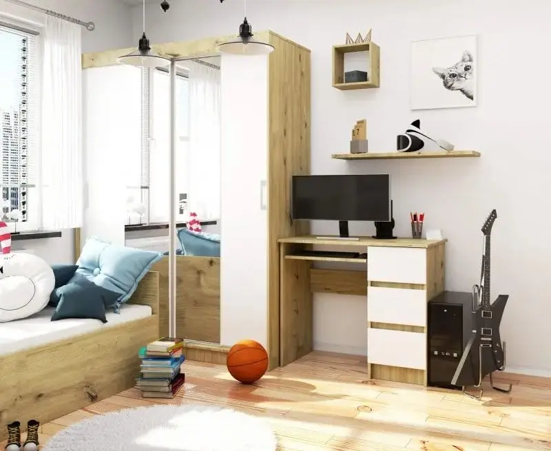 Masa de calculator Akord  A-6 Right (Artisan Oak/White)