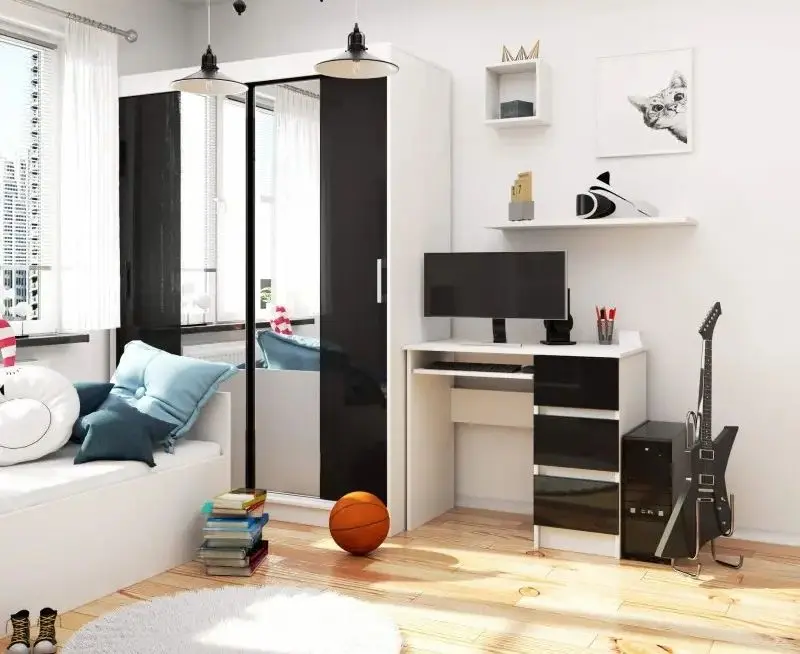 Masa de calculator Akord A-6 Right (White/Black Gloss)