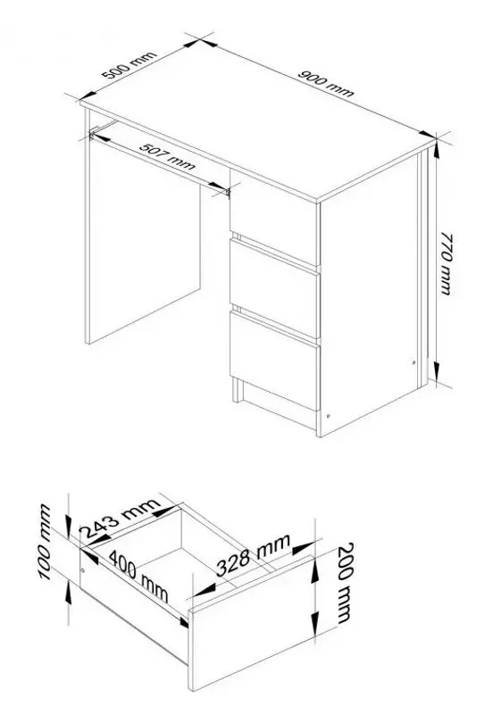 Masa de calculator Akord A-6 Right (White/Black Gloss)
