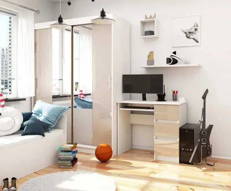 Masa de calculator Akord A-6 Right (White/Cappuccino Gloss)