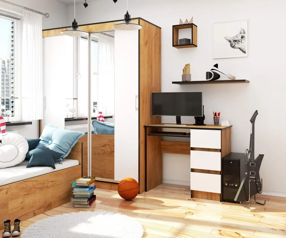 Masa de calculator Akord  A-6 Right (Craft Oak/White)