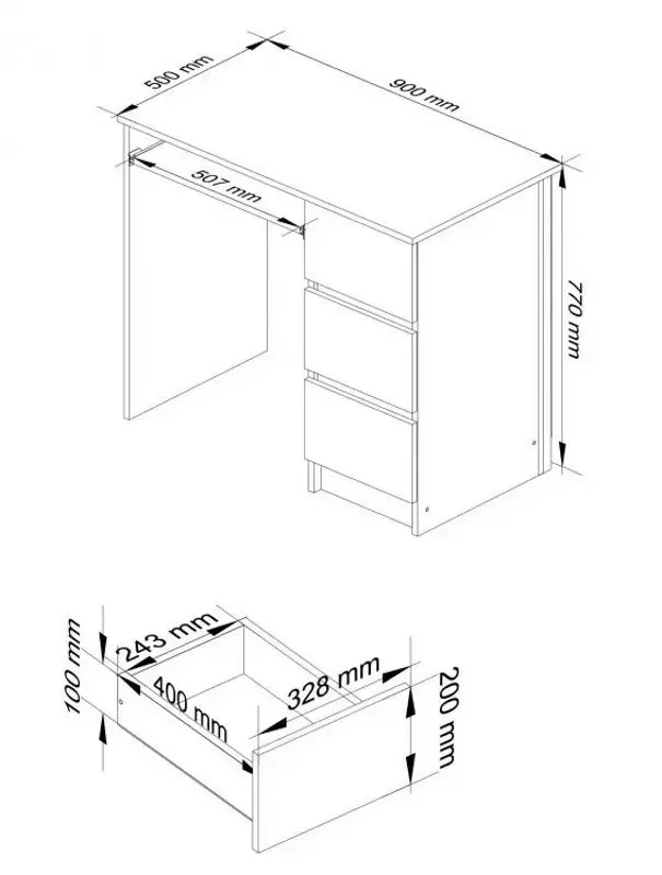 Masa de calculator Akord A-6 Right (White/Metallic Gloss) - 3