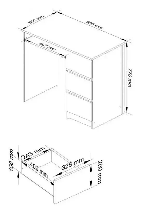 Masa de calculator Akord A-6 Right (Sonoma Oak)