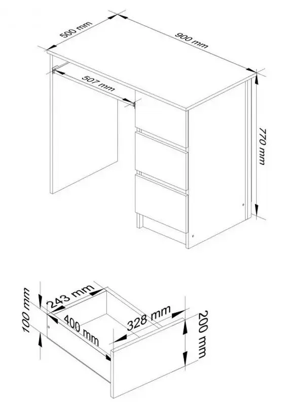Masa de calculator Akord A-6 Right (White/Sonoma Oak)