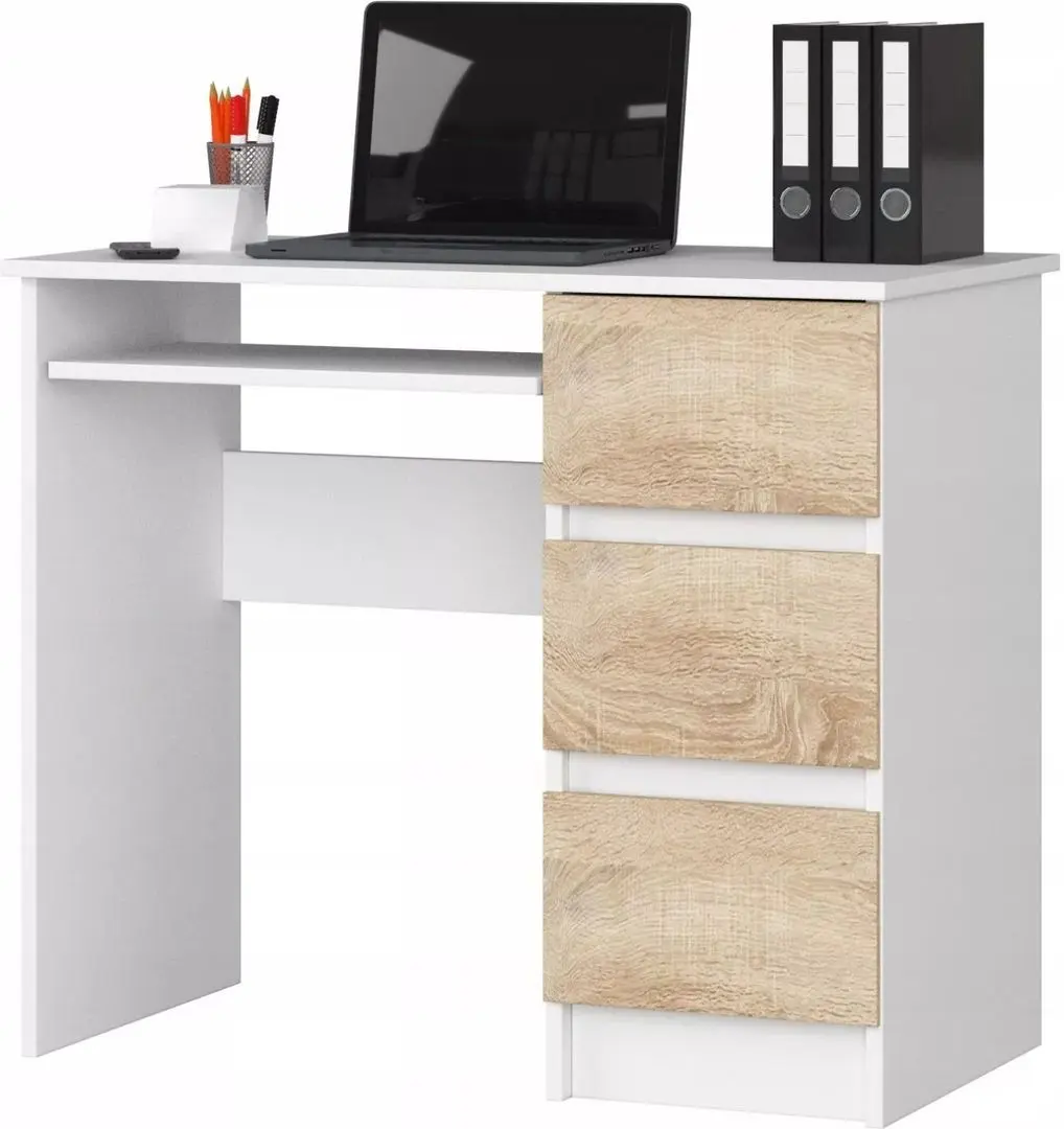 Masa de calculator Akord A-6 Right (White/Sonoma Oak)