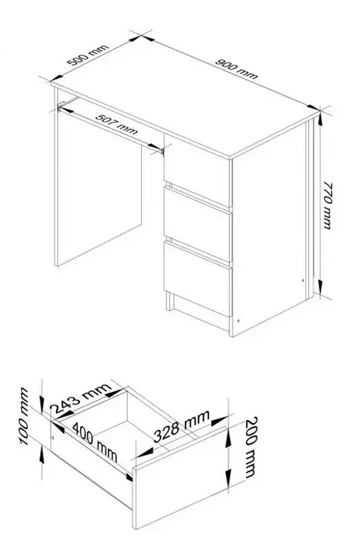 Masa de calculator Akord A-6 Right (White)