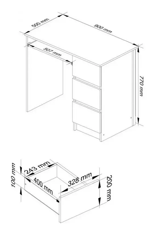 Masa de calculator Akord A-6 Right (Sonoma Oak/White)