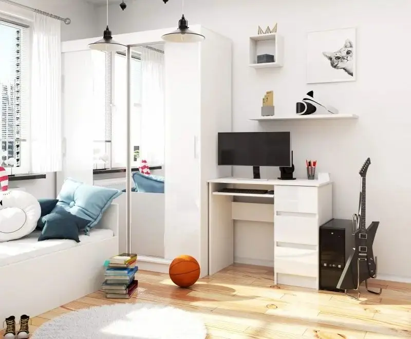 Masa de calculator Akord A-6 Right (White/White Gloss)