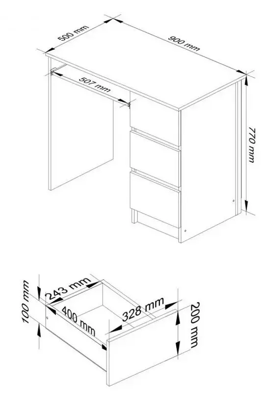 Masa de calculator Akord A-6 Right (White/White Gloss)