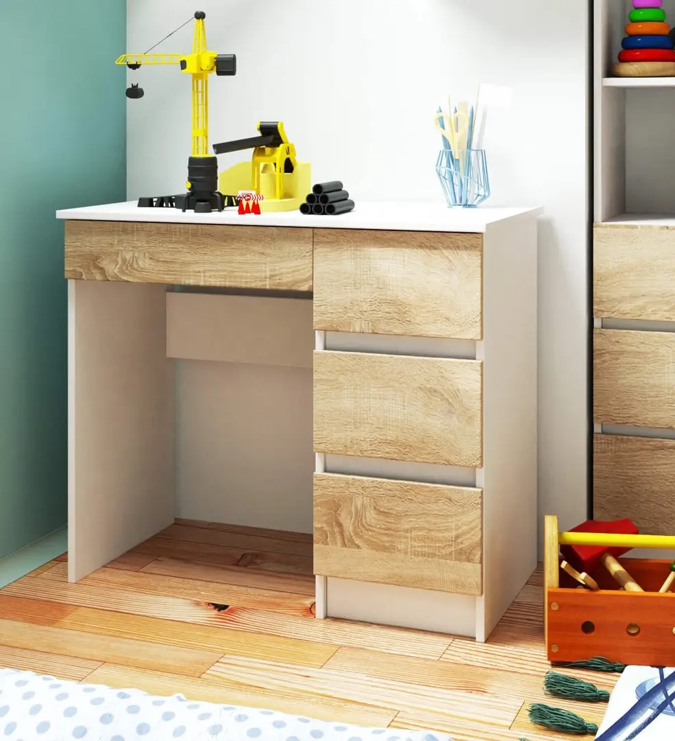 Masa pentru calculator Akord A-7 90cm Right (White/Sonoma Oak)