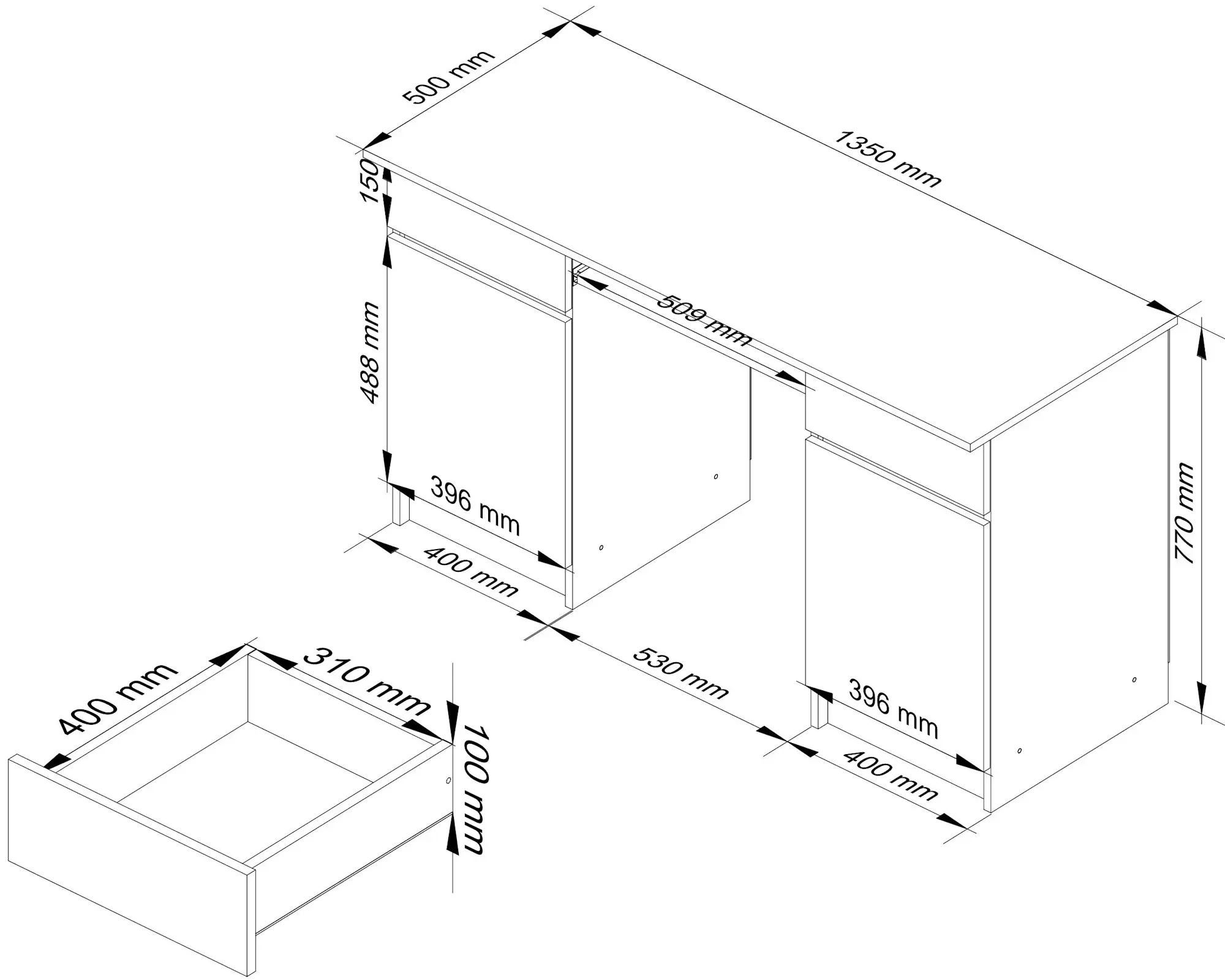 Masa pentru calculator Akord A5 135cm (Sonoma Oak)