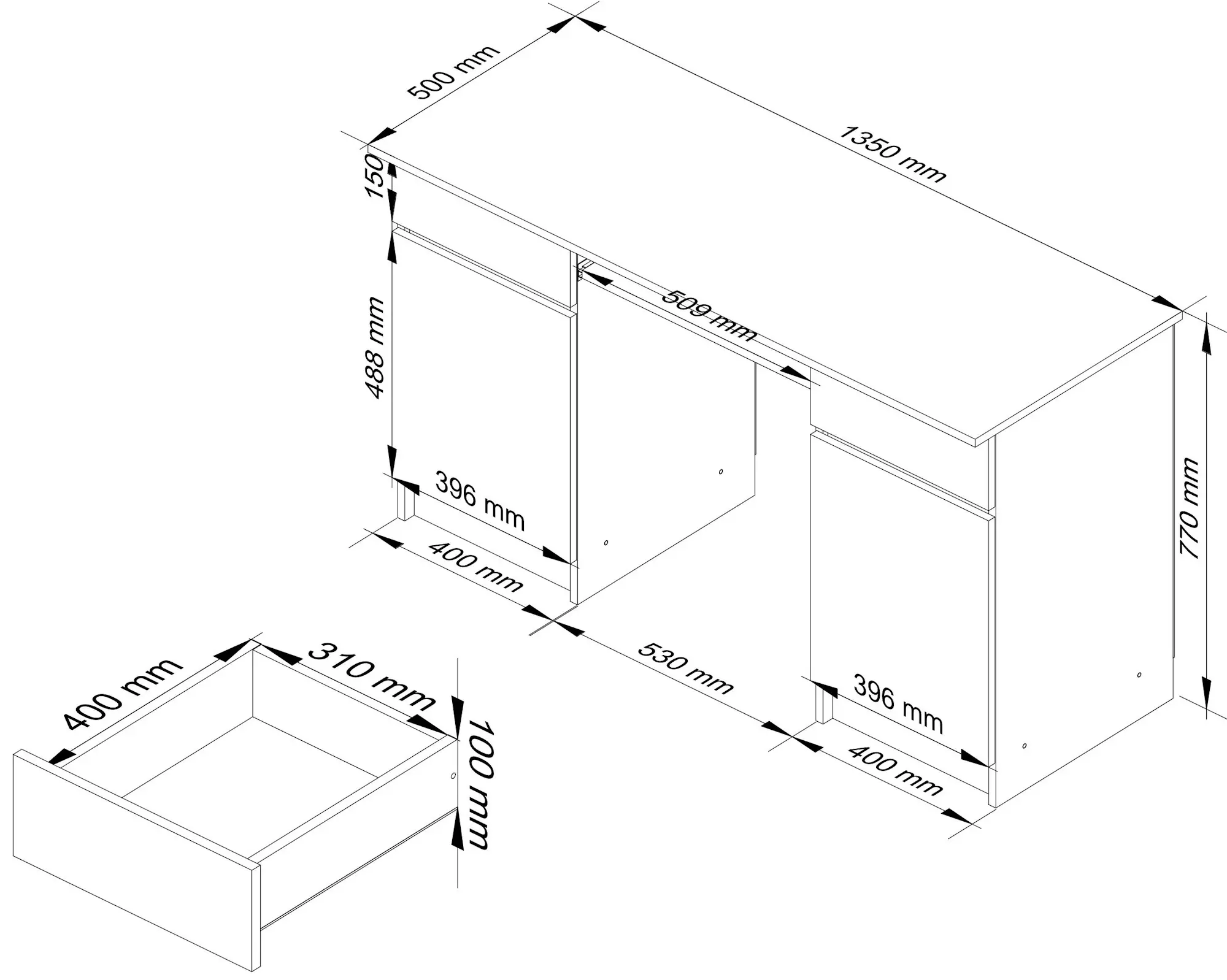 Masa pentru calculator Akord A5 135cm (Sonoma Oak/White)