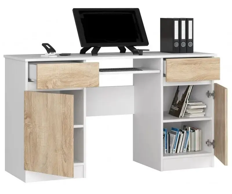 Стол компьютерный Akord A5 2D2SZ (White/Sonoma Oak) - 2