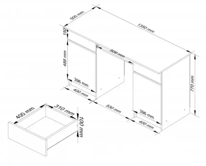 Стол компьютерный Akord A5 2D2SZ (White/Sonoma Oak) - 4