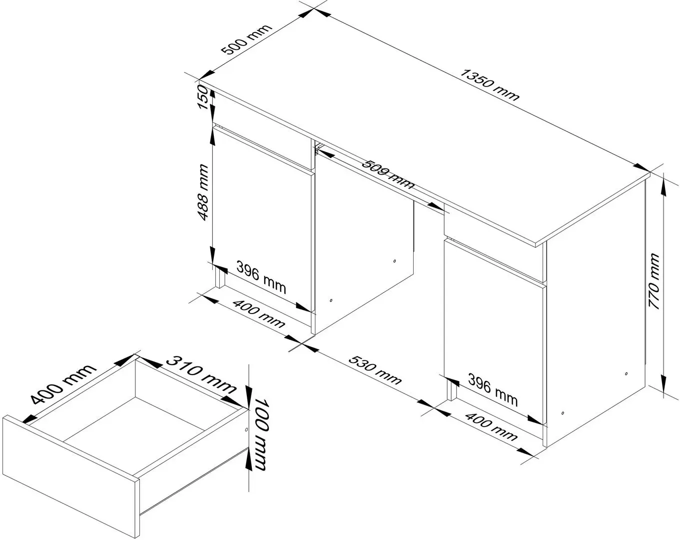 Стол компьютерный Akord A5 2D2SZ (White/Graphite Gray)