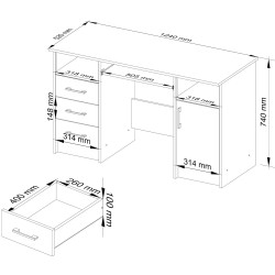 Masa pentru calculator Akord Ana 124cm (Alder) Thumb