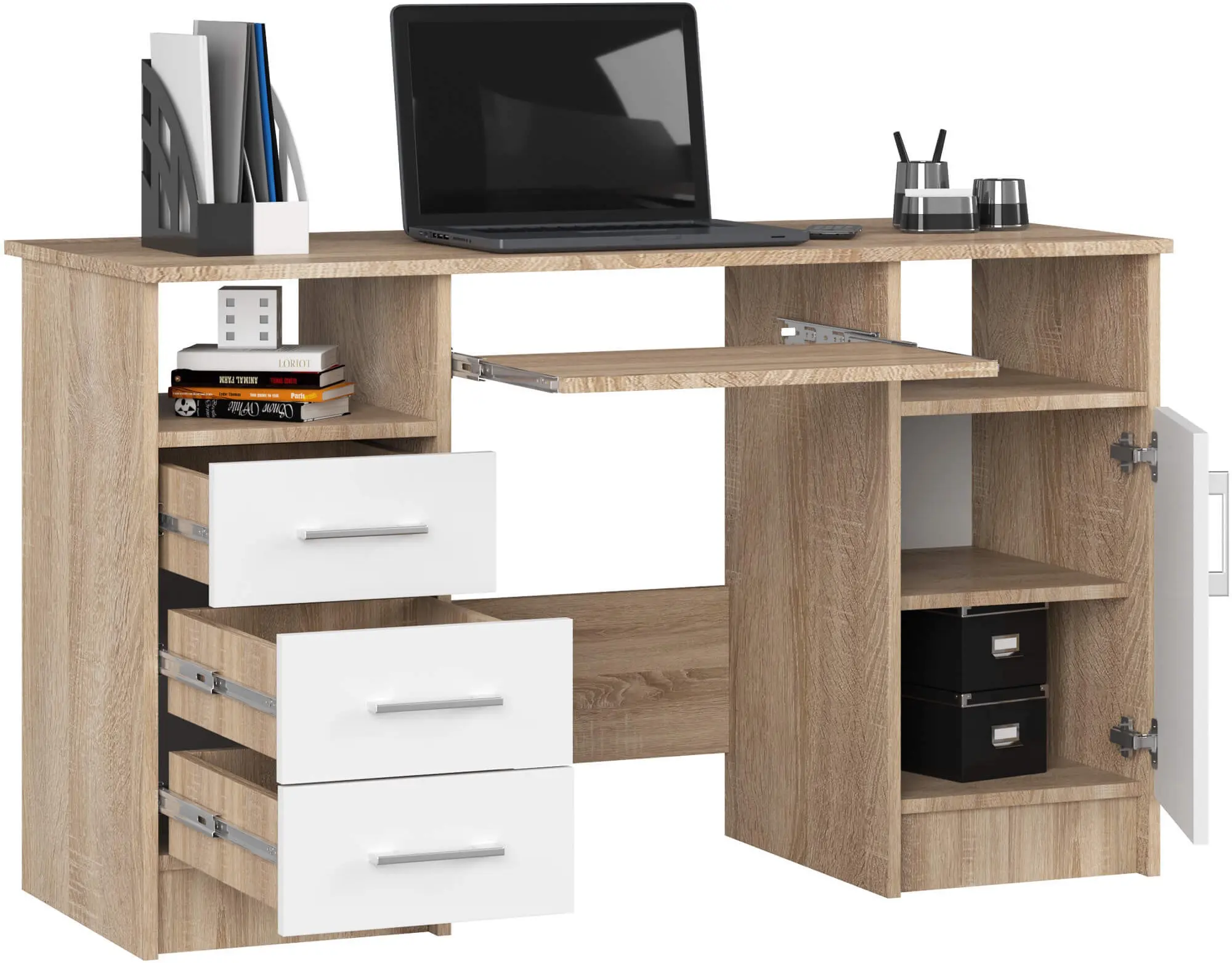 Masa pentru calculator Akord Ana 124cm (Sonoma Oak/White)