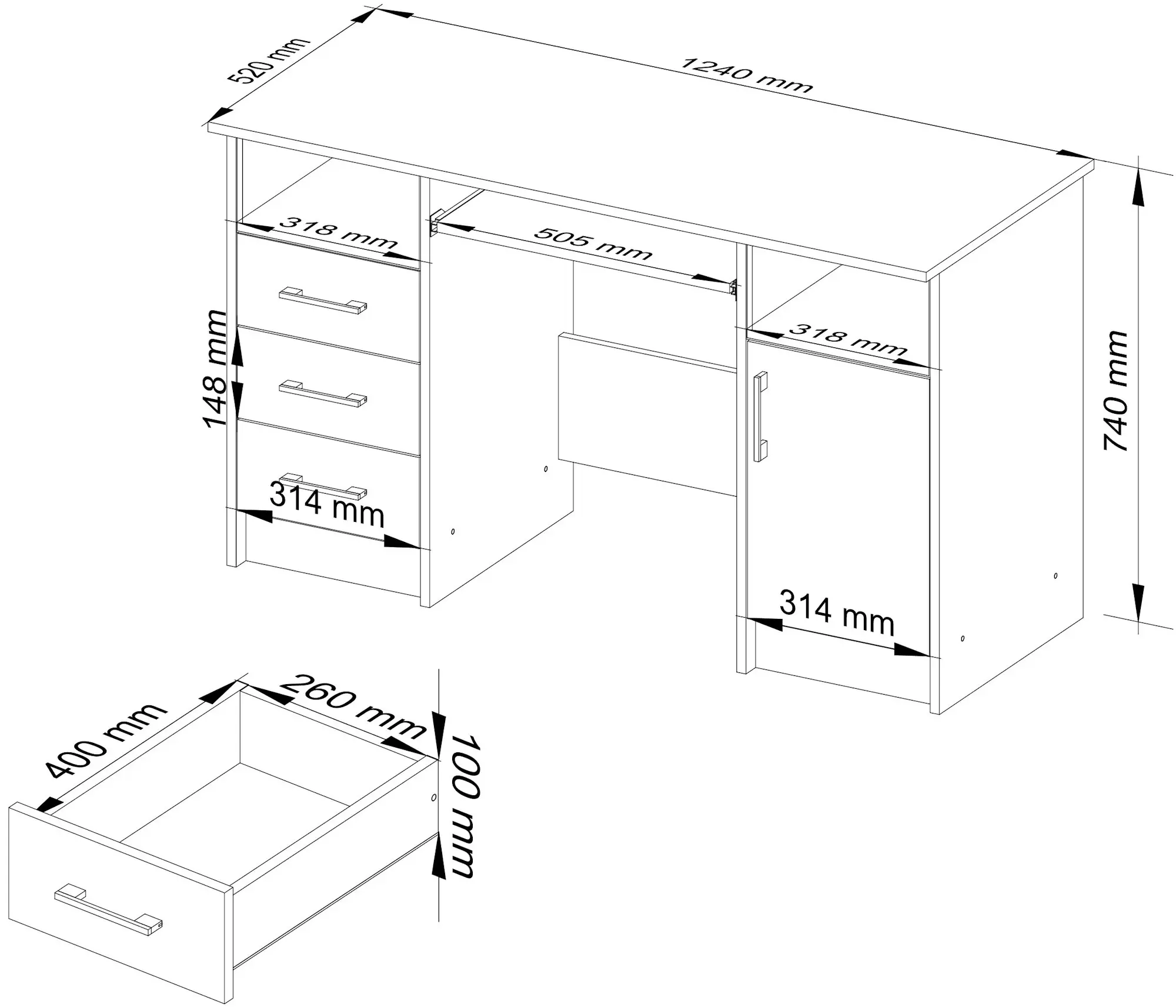 Masa pentru calculator Akord Ana 124cm (Sonoma Oak/White)