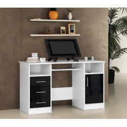 Masa pentru calculator Akord Ana 124cm (White/Black Gloss)