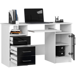 Masa pentru calculator Akord Ana 124cm (White/Black Gloss) Thumb