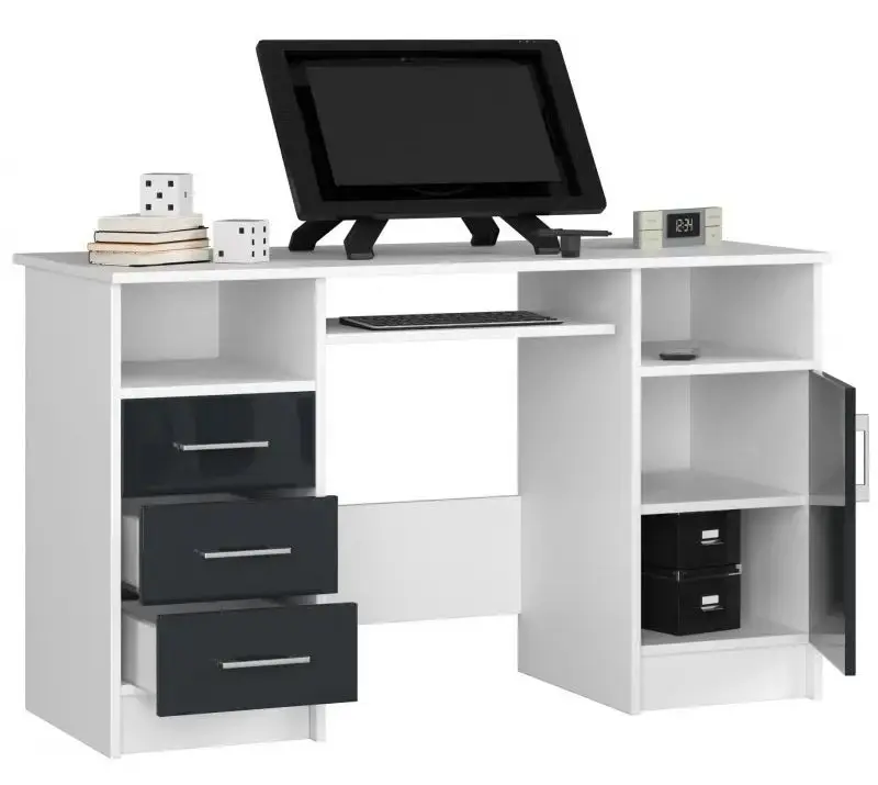 Masa de calculator Akord Ana (White/Graphite Gloss)