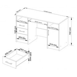 Masa de calculator Akord Ana (White/Graphite Gloss) Thumb