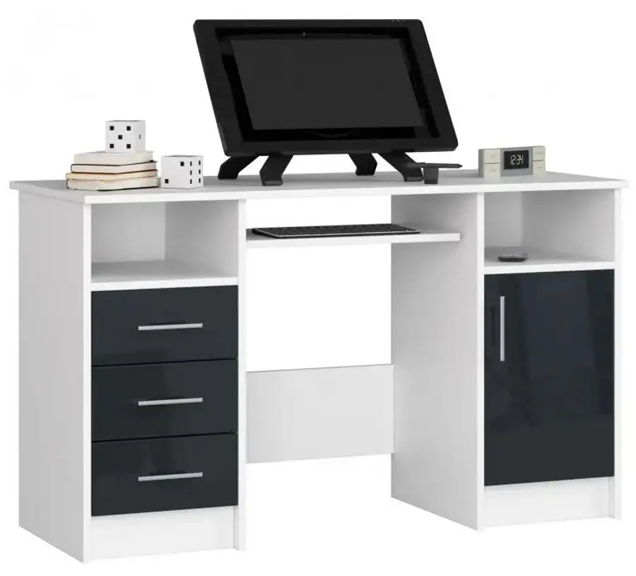 Masa de calculator Akord Ana (White/Graphite Gloss)