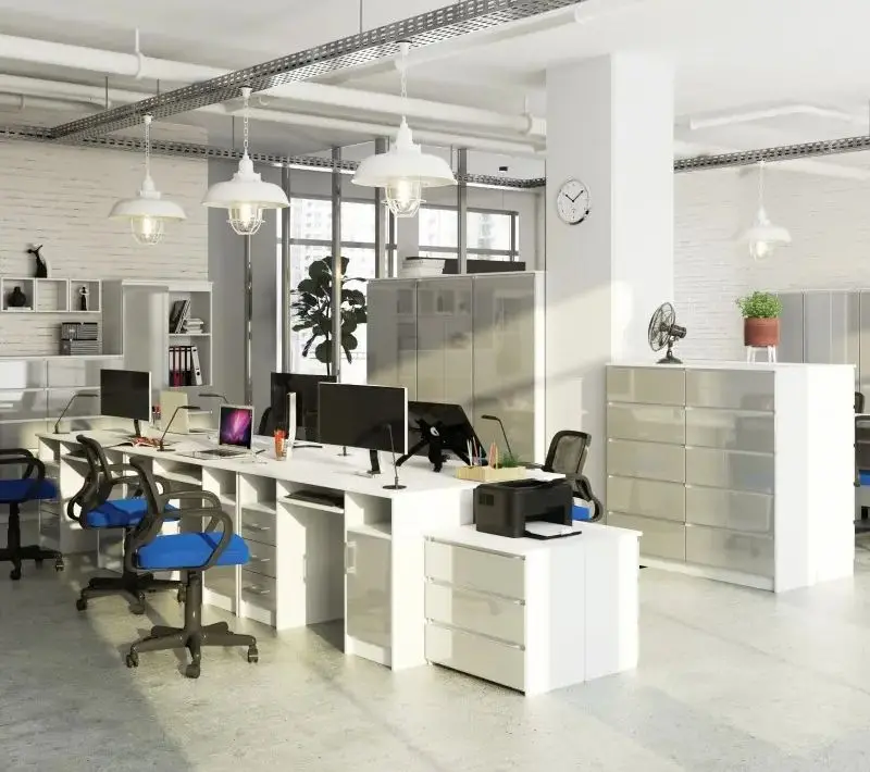 Masa de calculator Akord Ana (White/Metallic Gloss) - 3