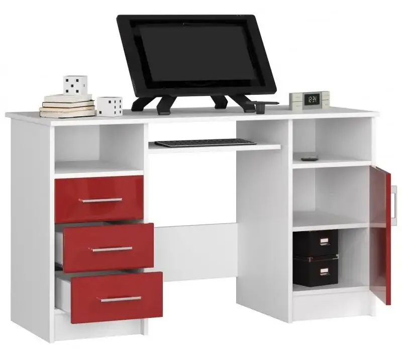 Masa de calculator Akord Ana (White/Red Gloss)