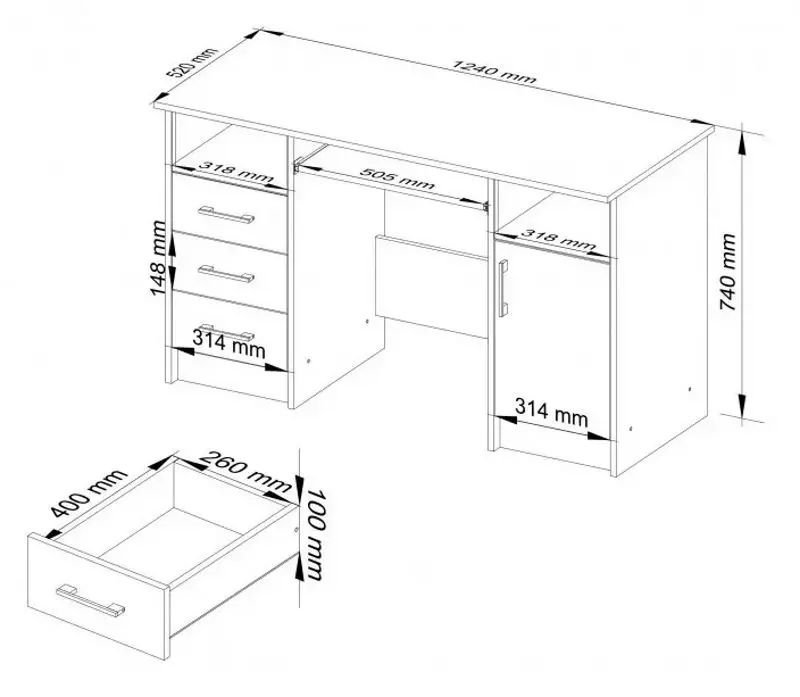 Masa de calculator Akord Ana 124cm (White/Sonoma Oak)