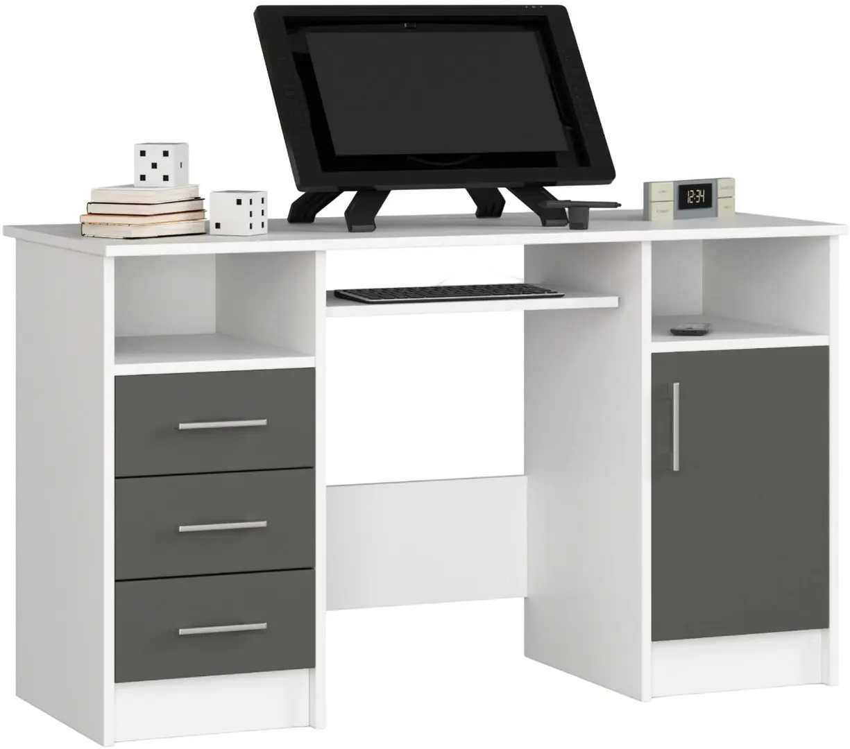 Masa de calculator Akord Ana 124cm (White/Graphite Gray)