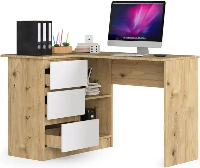 Стол письменный Akord B16 Left (Artisan Oak/White)