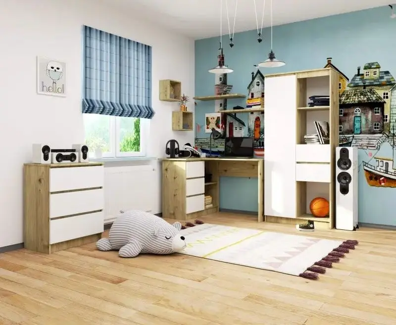 Стол письменный Akord B16 Left (Artisan Oak/White)