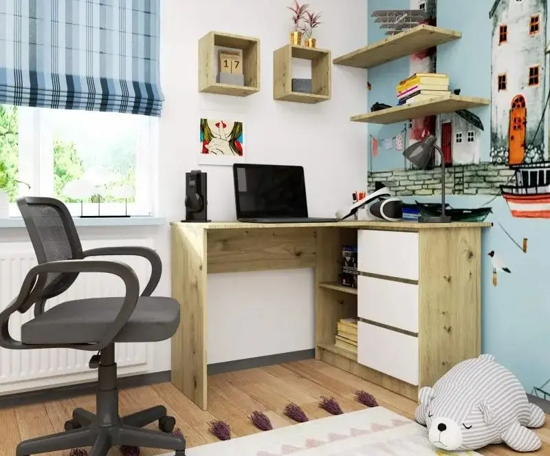 Стол письменный Akord B16 Right (Artisan Oak/White)