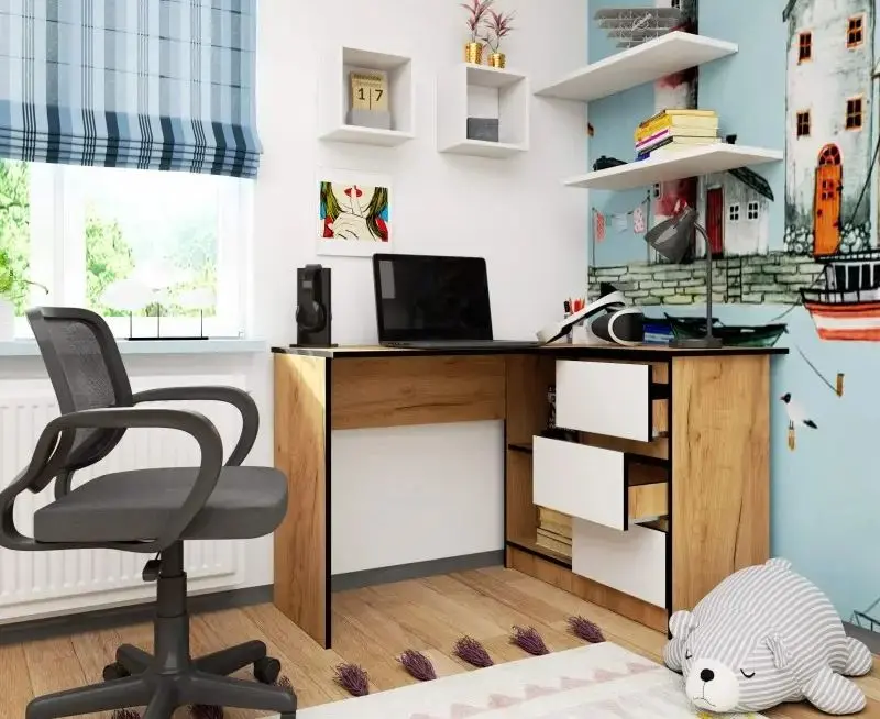 Стол письменный Akord B16 Right (Craft Oak/White)