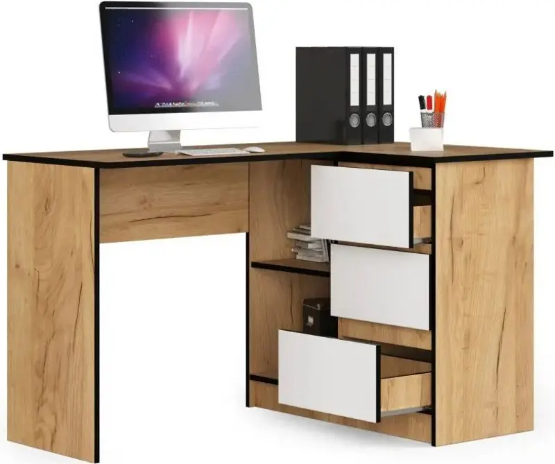 Стол письменный Akord B16 Right (Craft Oak/White)