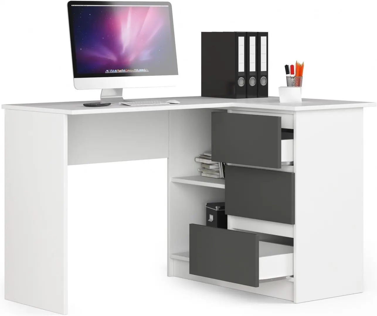 Masa de birou Akord B16 Right (White/Graphite Gray)