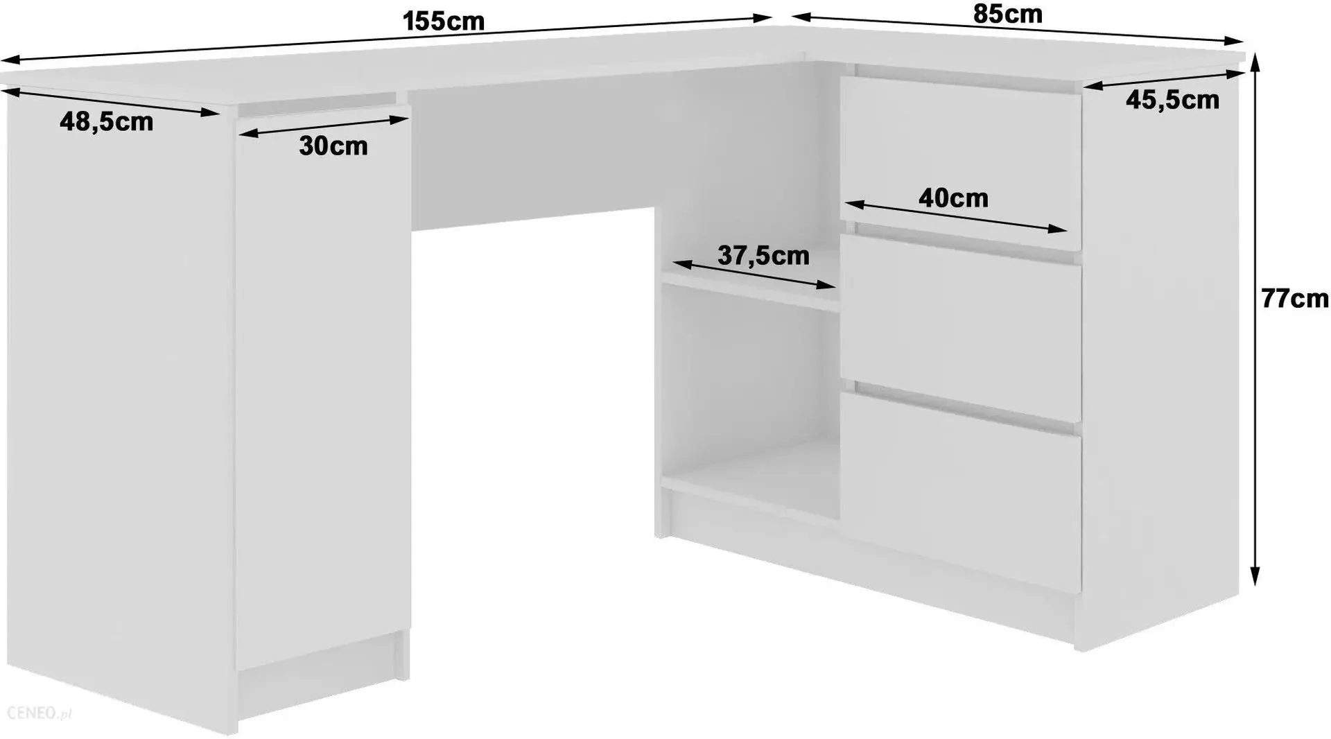 Masa de birou Akord B20 Right (Artisan Oak)