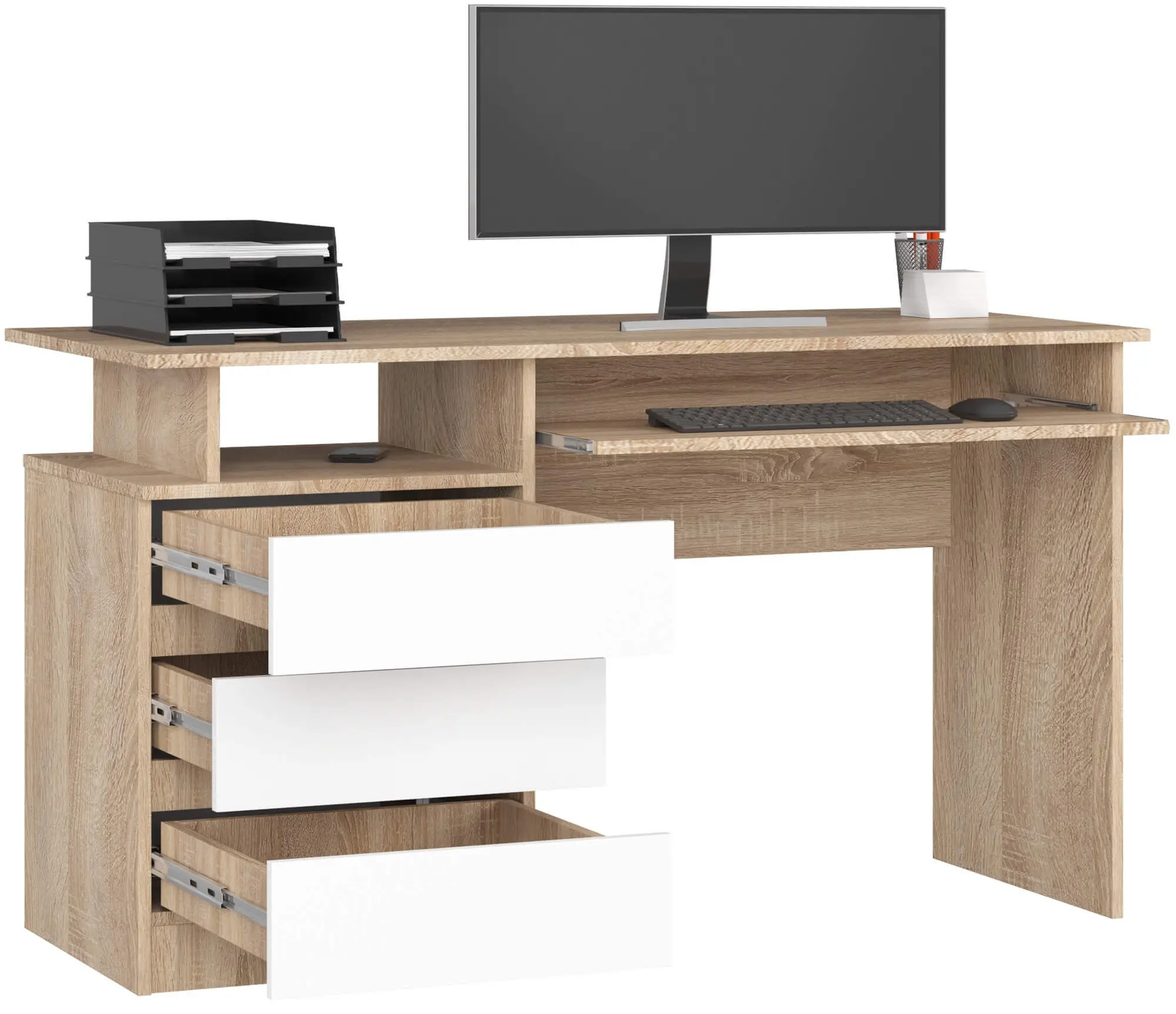 Стол компьютерный Akord CLP 135см (Sonoma Oak/White)