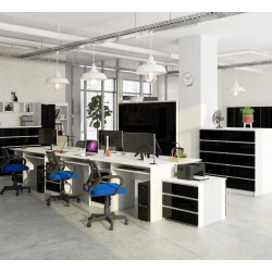 Masa pentru calculator Akord CLP 135cm (White/Black Gloss) Thumb