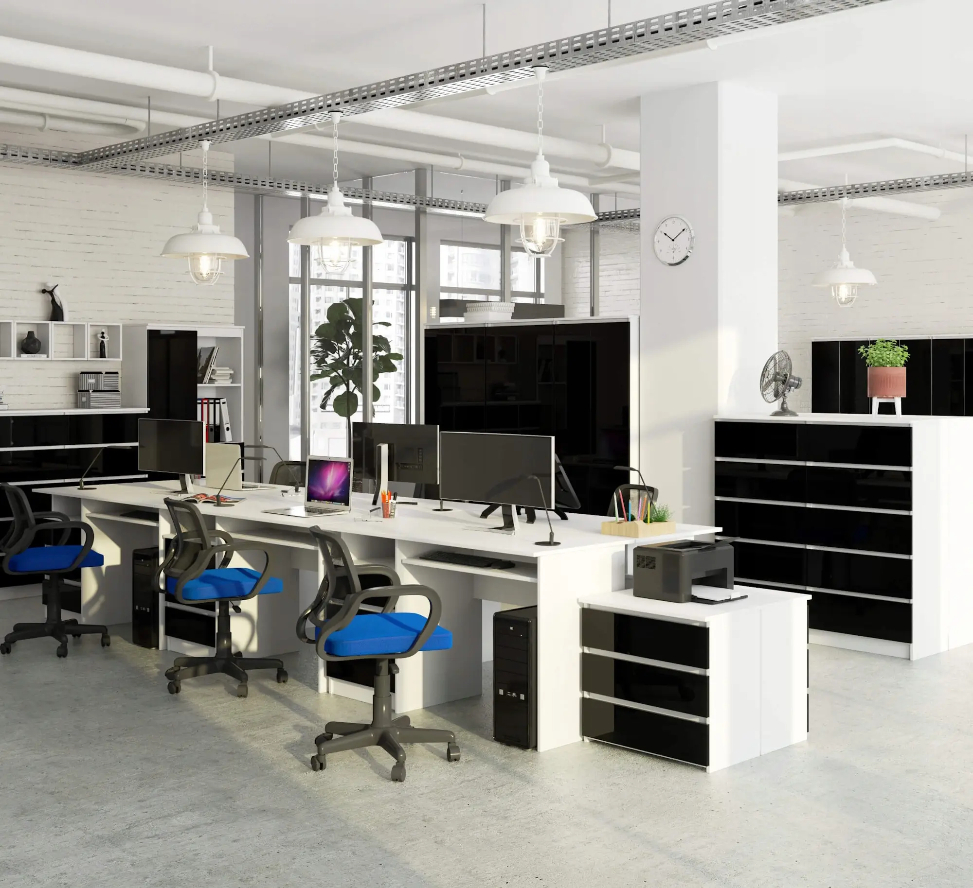 Masa pentru calculator Akord CLP 135cm (White/Black Gloss)