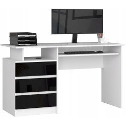 Masa pentru calculator Akord CLP 135cm (White/Black Gloss) Thumb