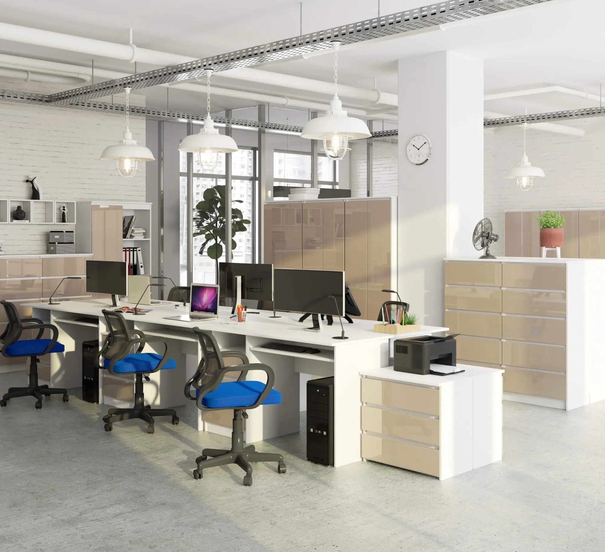 Masa pentru calculator Akord CLP 135cm (White/Cappuccino Gloss)