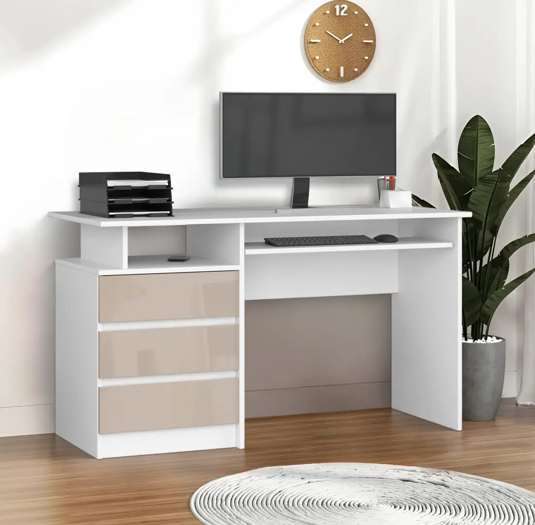 Masa pentru calculator Akord CLP 135cm (White/Cappuccino Gloss)