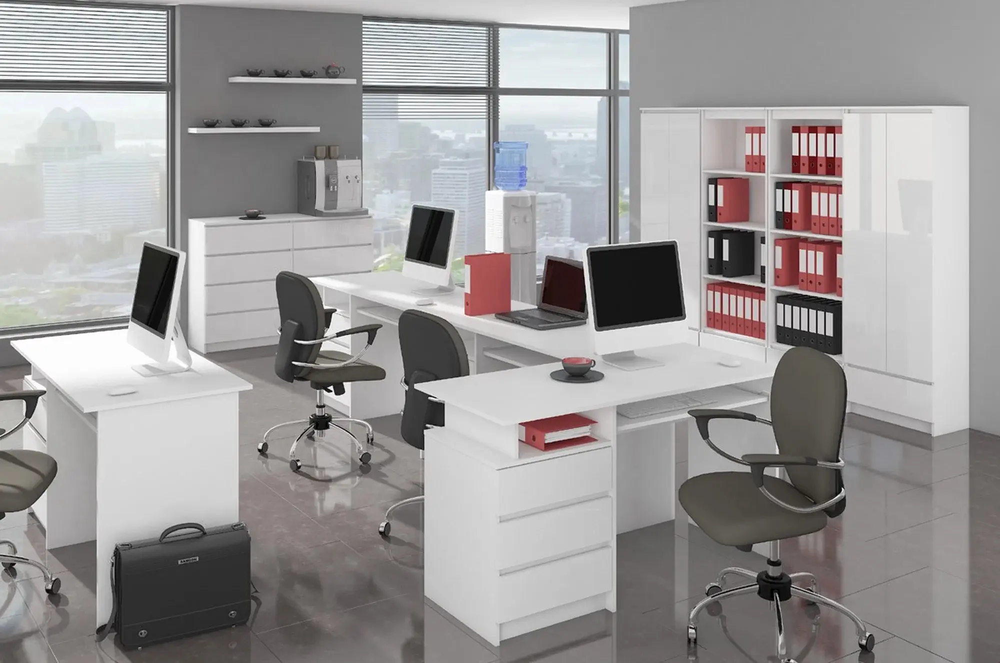 Стол компьютерный Akord CLP 135см (White/Glossy White)