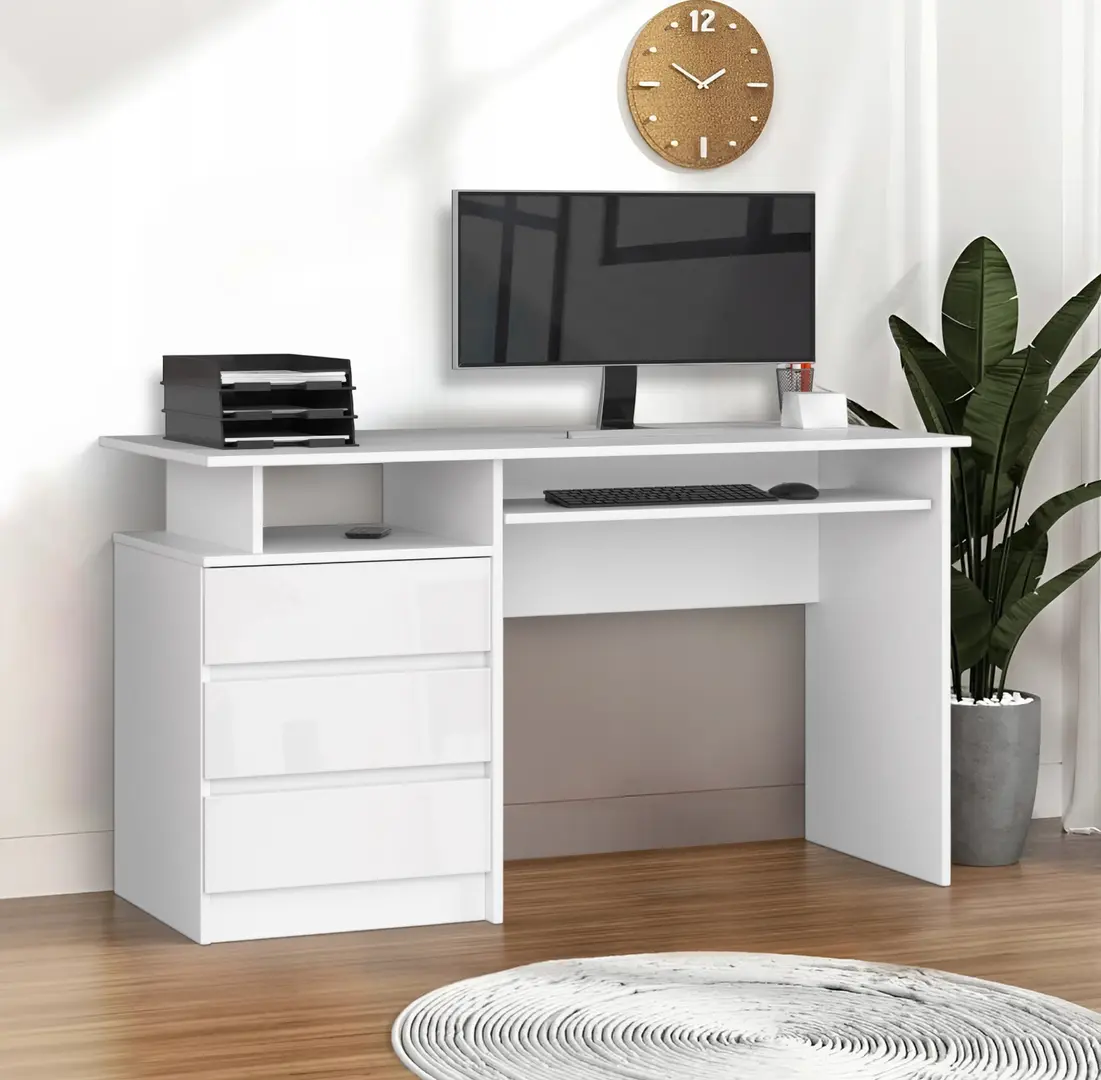 Стол компьютерный Akord CLP 135см (White/Glossy White)